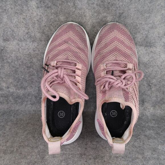 Work Shoes Womens 38 Steel Toe Safety Knit Active Casual Pink Lace Up Comfort - Picture 6 of 13